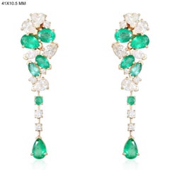 Luminous Gemstone Danglers Drop Ears en or jaune 14K