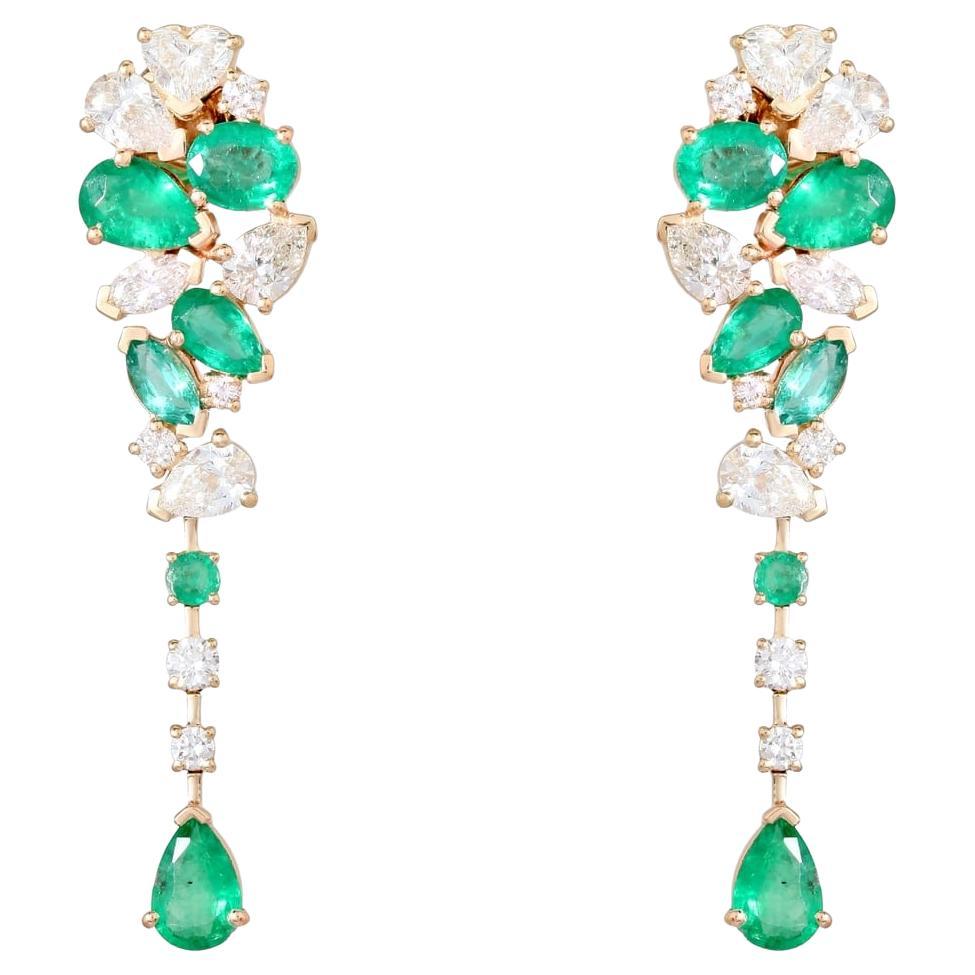 Luminous Gemstone 14K Yellow Gold Danglers Drop Earrings
