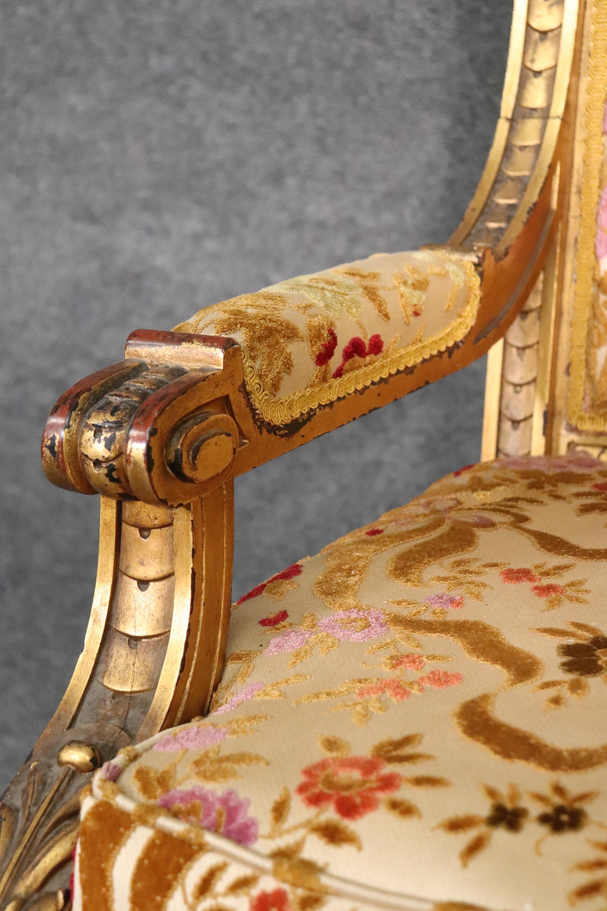 Luminous Gilded French Louis XVI Regal Looking Armchair Fauteuil For Sale 5