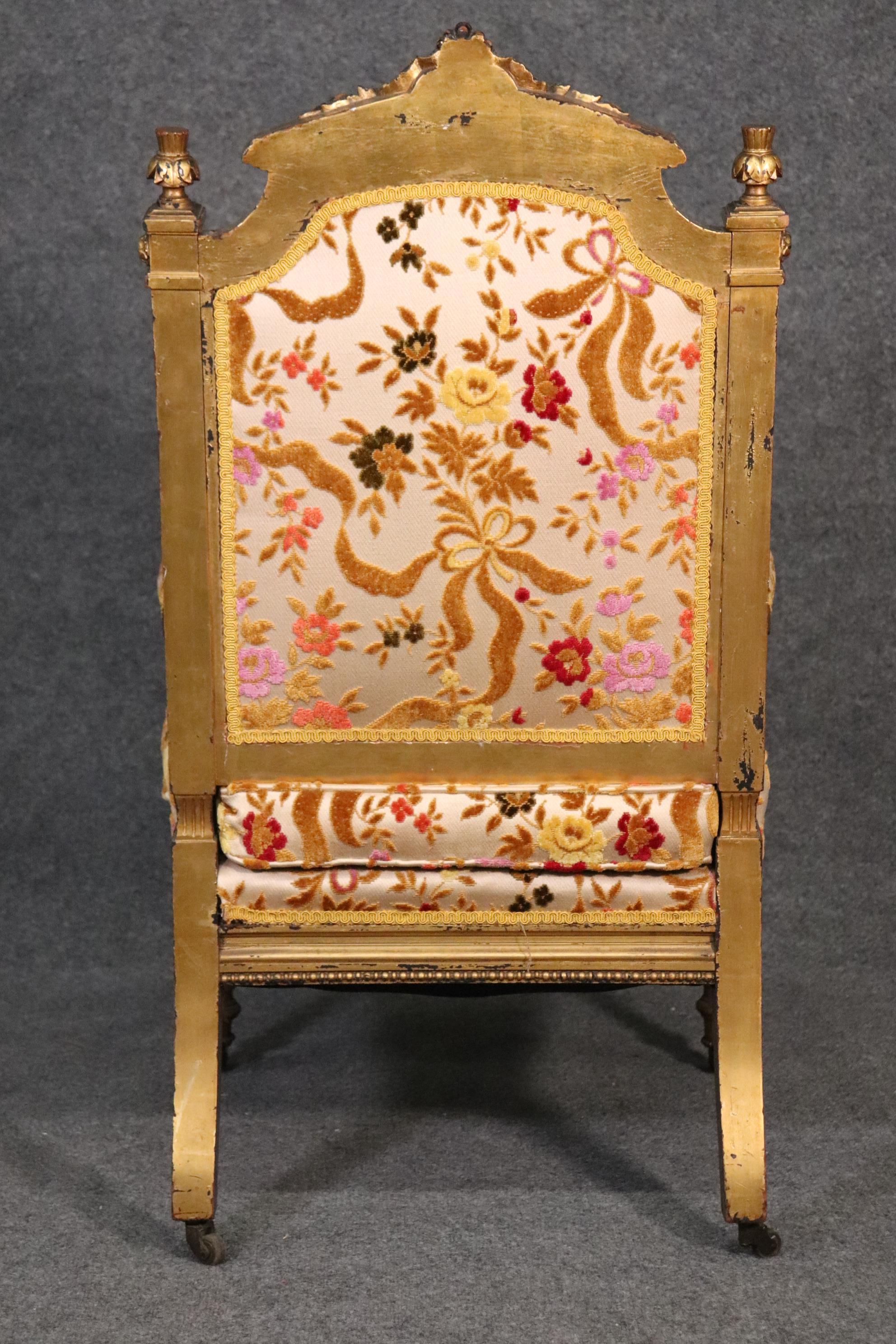 Walnut Luminous Gilded French Louis XVI Regal Looking Armchair Fauteuil For Sale