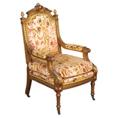 Luminous vergoldeter französischer Louis XVI.-Sessel Fauteuil mit königlichem Aussehen