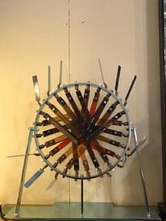 Luminous Glass and Steel Sculpture by Marcello Avenali, 1970s