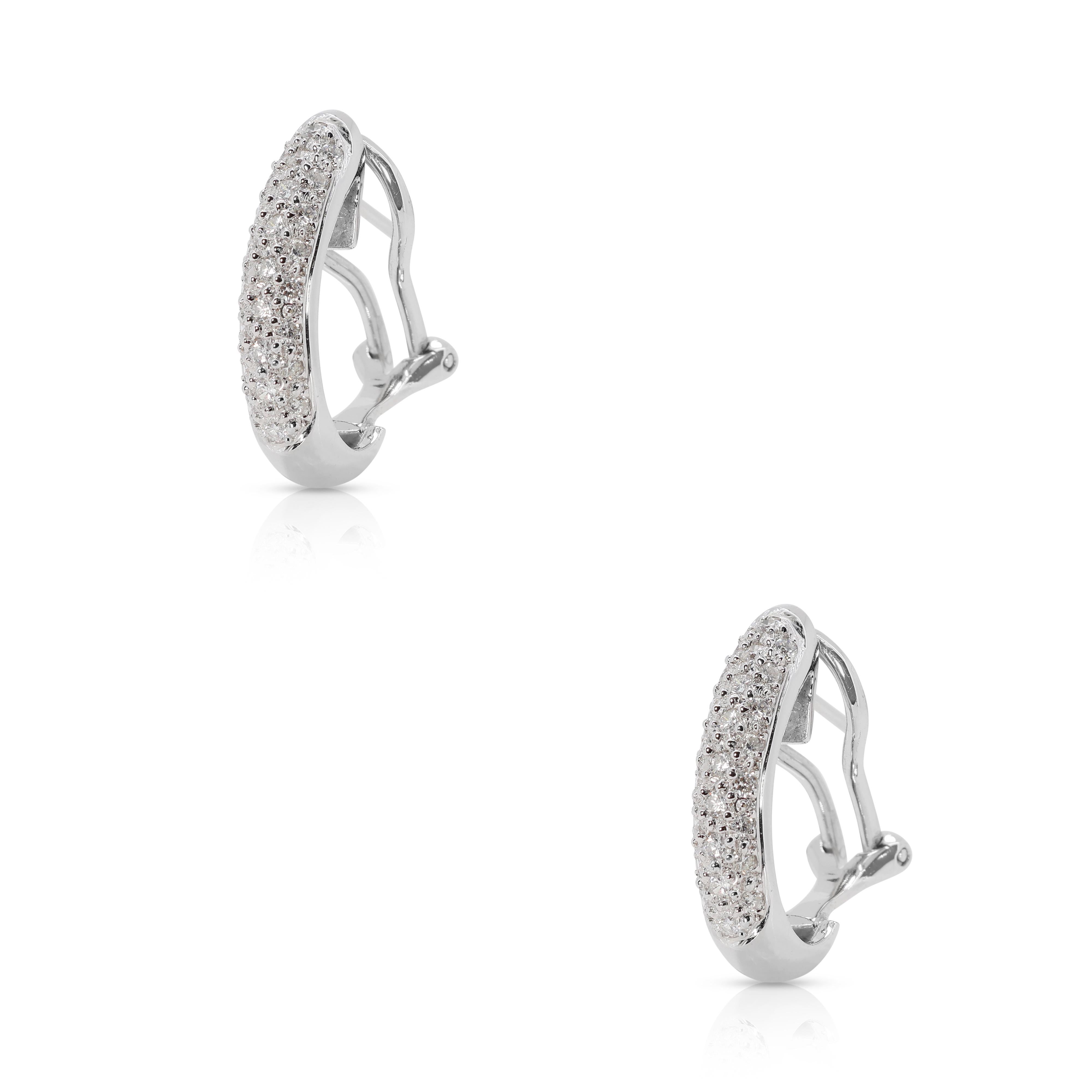 Orecchini luminosi con diamanti naturali da mezzo carato in oro bianco 18 carati In condizioni Nuovo in vendita a רמת גן, IL