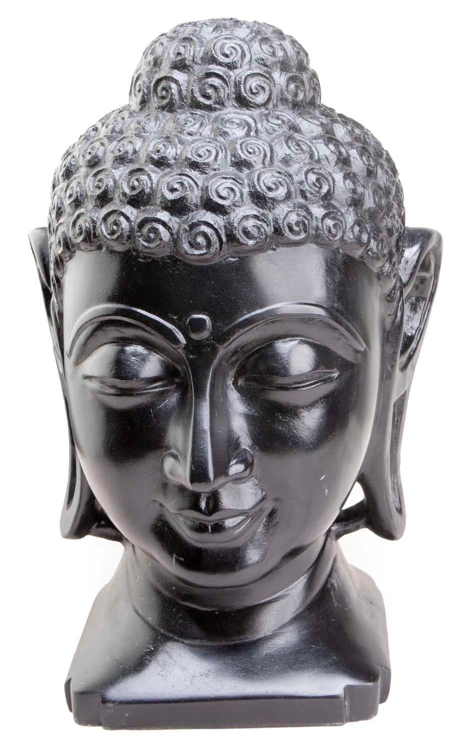 Luminous Hand Carved Makrana Marble Black Buddha Head from Agra India For Sale 6