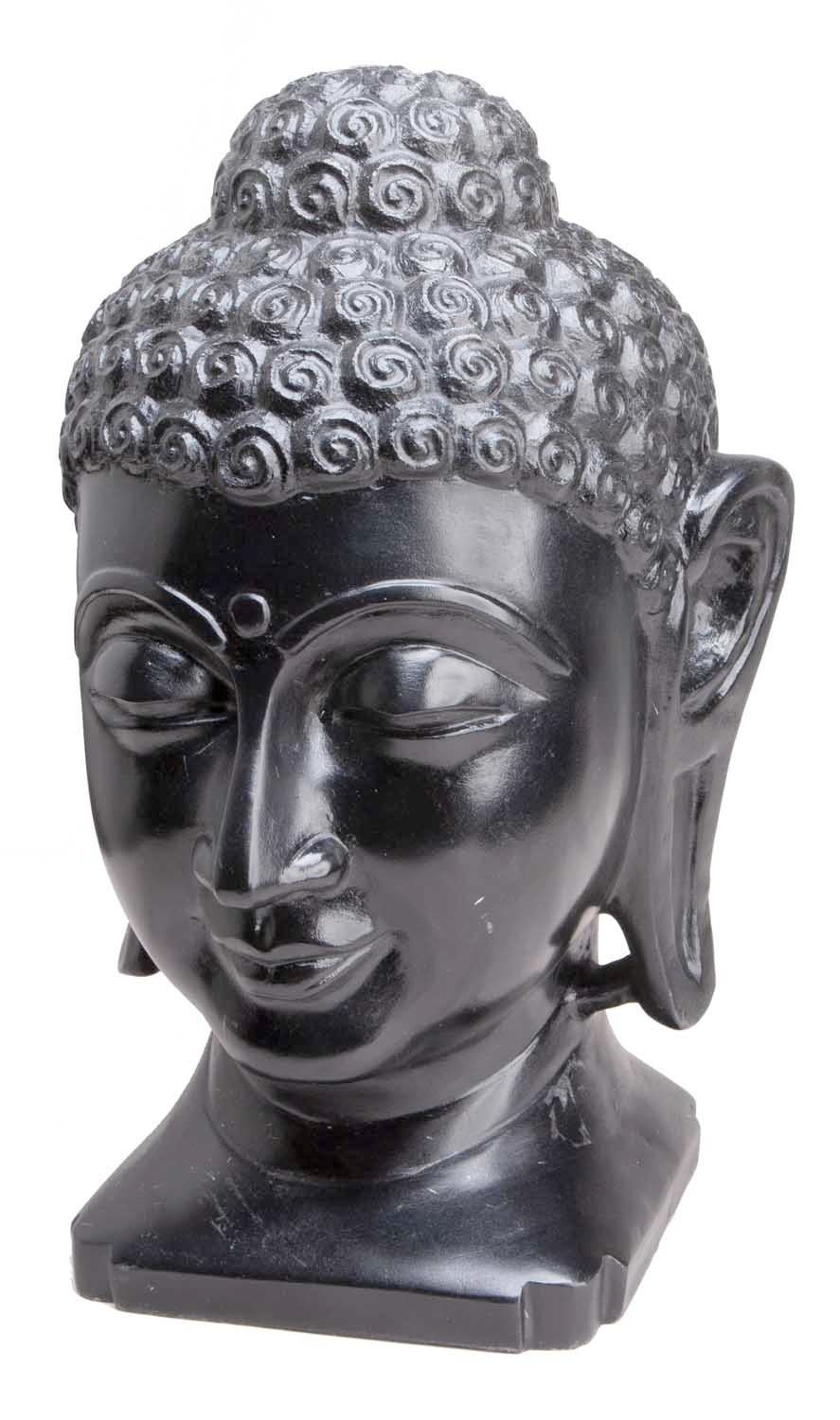 Indian Luminous Hand Carved Makrana Marble Black Buddha Head from Agra India For Sale