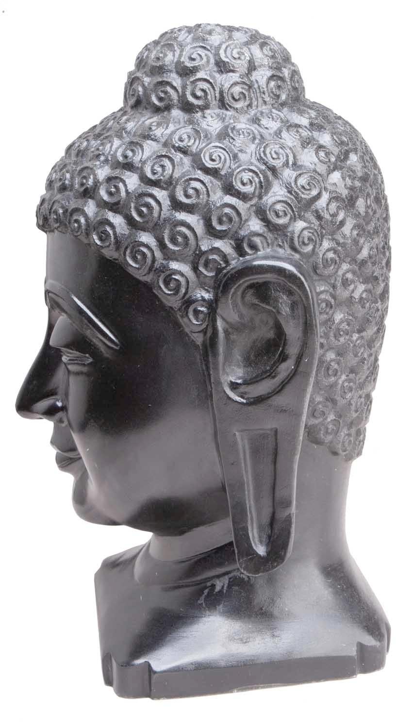 Contemporary Luminous Hand Carved Makrana Marble Black Buddha Head from Agra India For Sale