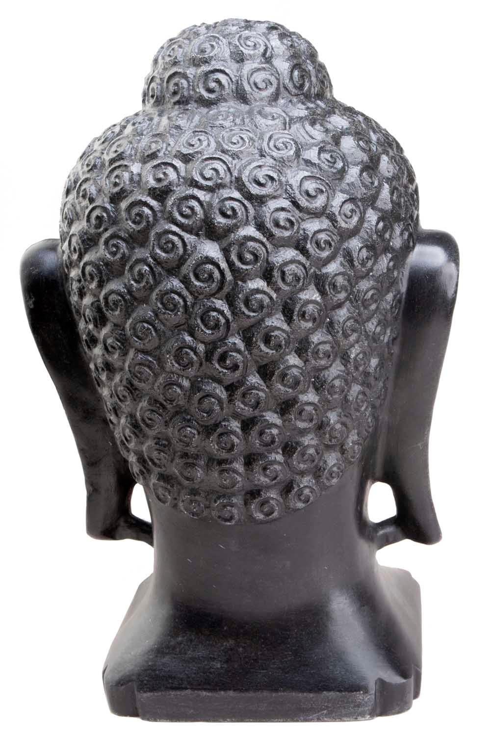 Luminous Hand Carved Makrana Marble Black Buddha Head from Agra India For Sale 2