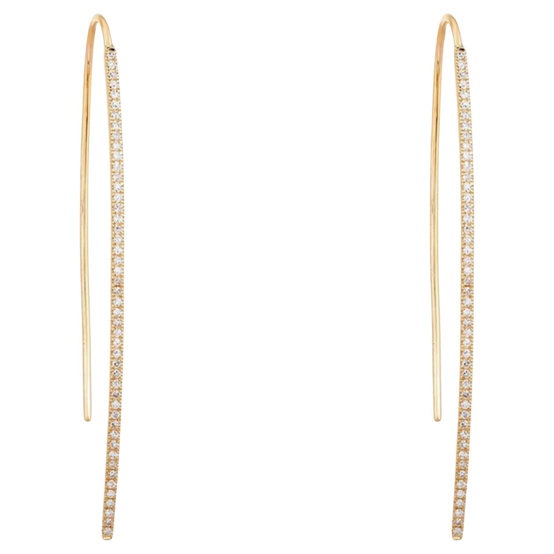 Luminous Long 14K (or 18k upon request) Yellow Gold Beam Hoops Earrings