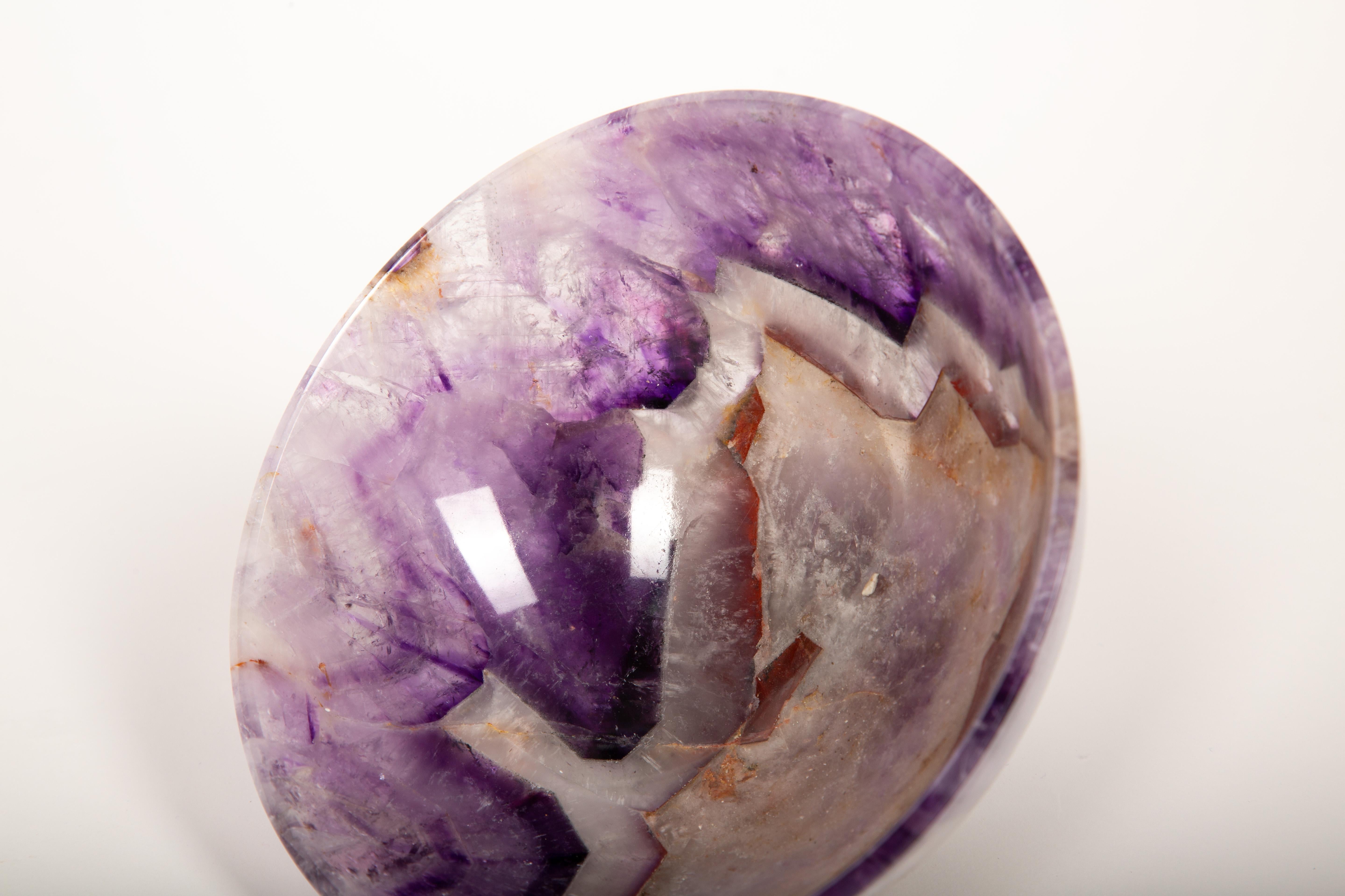 Indian Luminous Luxury: Artisan-Crafted Amethyst Bowl For Sale