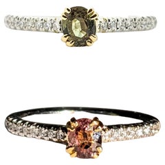Luminous Natural Alexandrite & Diamond Ring in 18k White Gold & Yellow Gold GIA