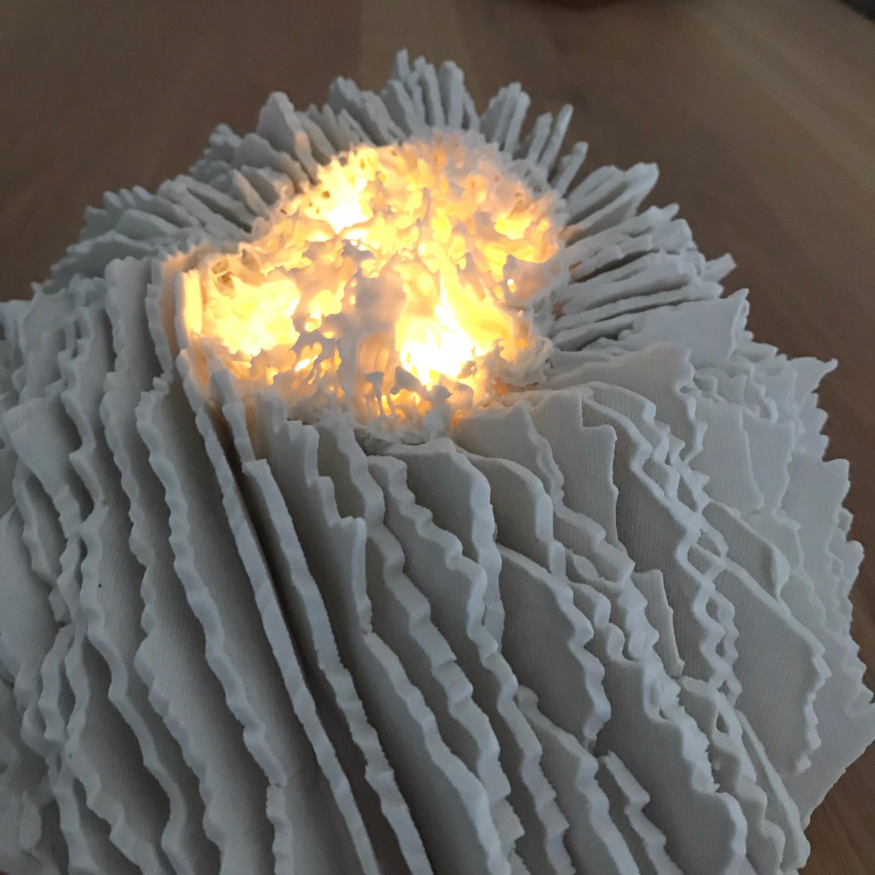 This porcelain sculpture is inspired by the Iceland's landscapes. A unique creation made entirely by hand and at the same time a source of light bringing a little magic and enchantment.
Supplied with a garland of leds (2 batteries AA)
Unique