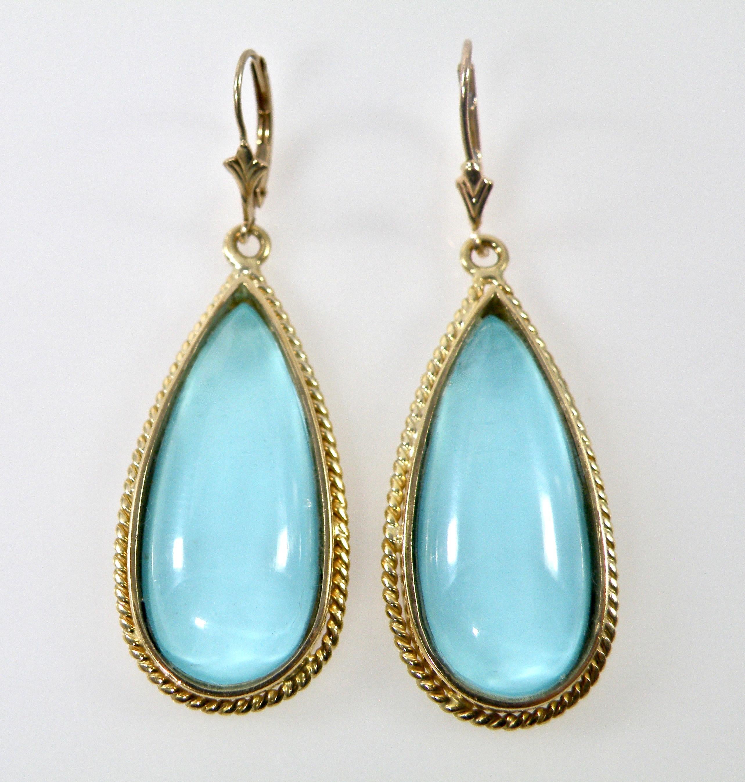 Contemporary Luminous Turquoise Drop Earrings