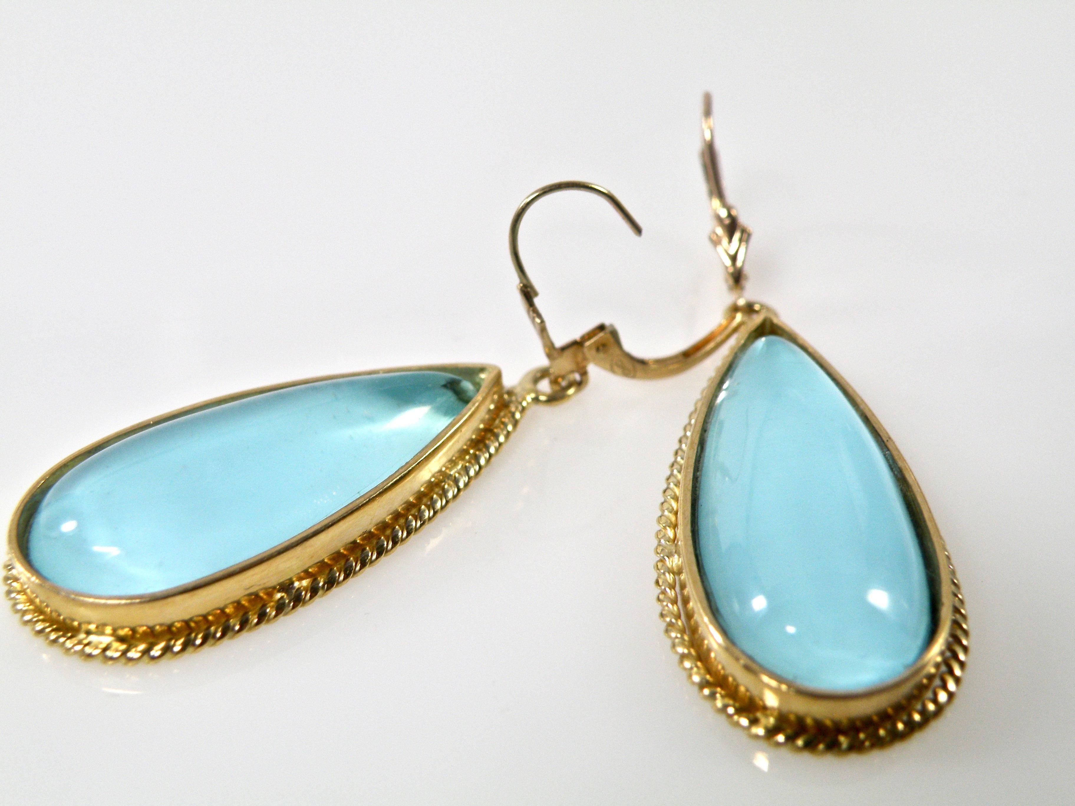 Luminous Turquoise Drop Earrings In New Condition In Cohasset, MA