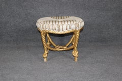 Luminous Vintage Italian Hollywood Regency Rope and Tassel Giltwood Stool