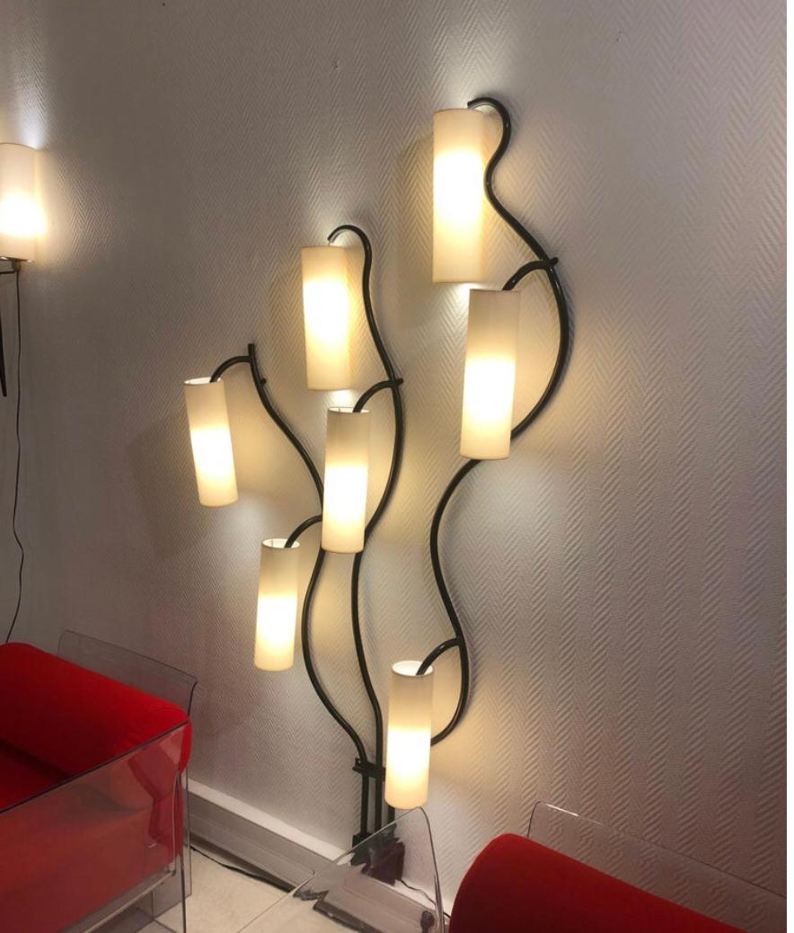 French Luminous Wall with 7-Lights Arms For Sale