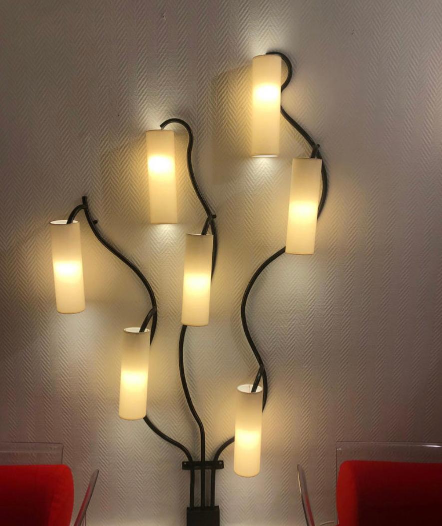 Metal Luminous Wall with 7-Lights Arms For Sale