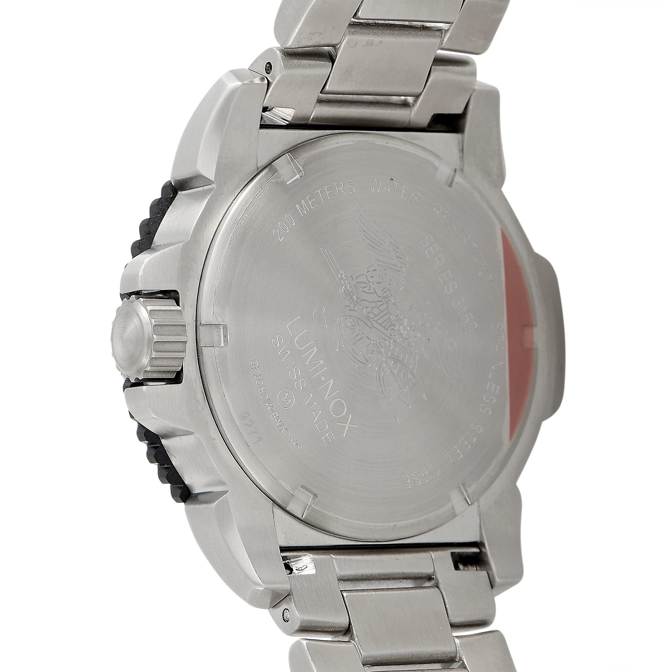 This is the Luminox Navy SEAL Colormark watch, reference number XS.3152.NV. The Navy SEAL pieces have been an iconic part of the Luminox brand for decades. The Navy SEAL watch was developed by Luminox in collaboration with the Assistant RDT&E