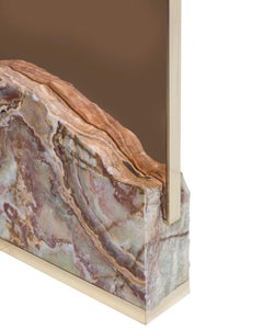 Specchio da terra LUNÆ in onice, design contemporaneo, 180 cm, realizzato a mano