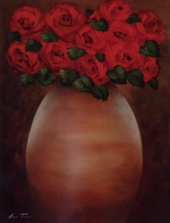 Estate Bouquet II - Originale contemporaneo su carta di un vaso di fiori