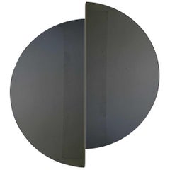 Set of 2 Luna Half-Moon Black Tinted Round Frameless Minimalist Mirror, Large