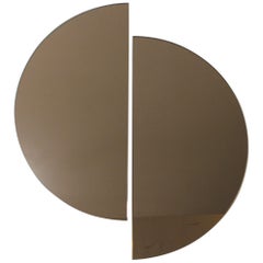 Luna™ 2 Half-Moon Pieces Bronze Tinted Round Minimalist Frameless Mirror, Large