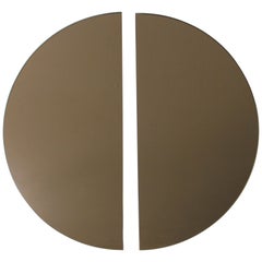 Luna™ 2 Half-Moon Pieces Bronze Tinted Round Frameless Bespoke Mirror, Oversized