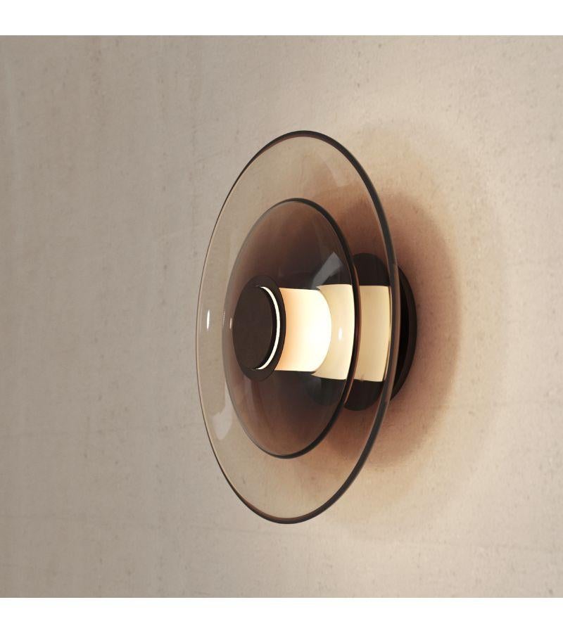 Canadian Luna a Disc Sconce in Satin Bronze For Sale