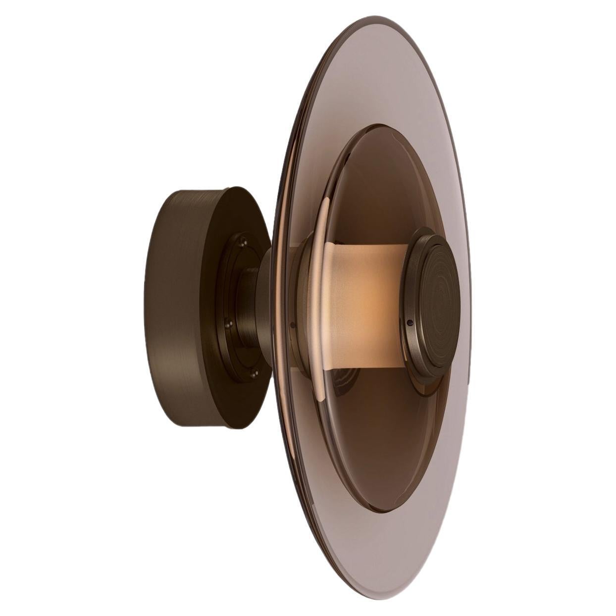 Luna a Disc Sconce in Satin Bronze For Sale