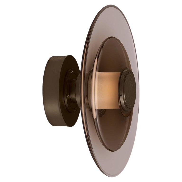 Luna a Disc Sconce in Satin Bronze For Sale at 1stDibs