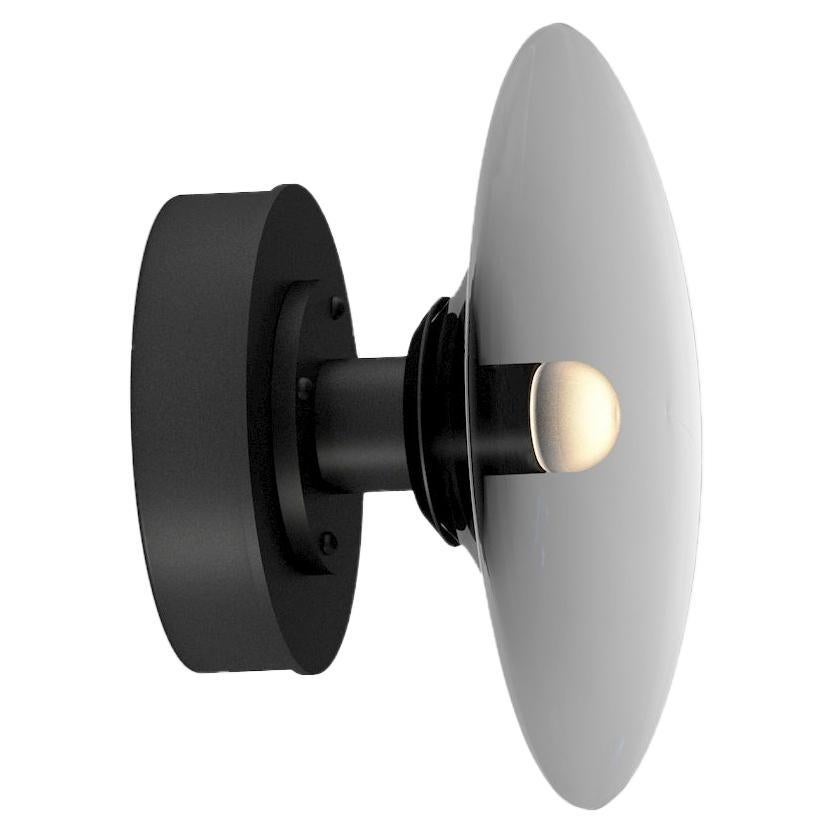 Luna A Round Sconce in Blackened Steel For Sale