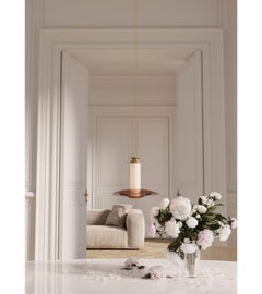 Luna A Small Disc Pendant in Satin Brass