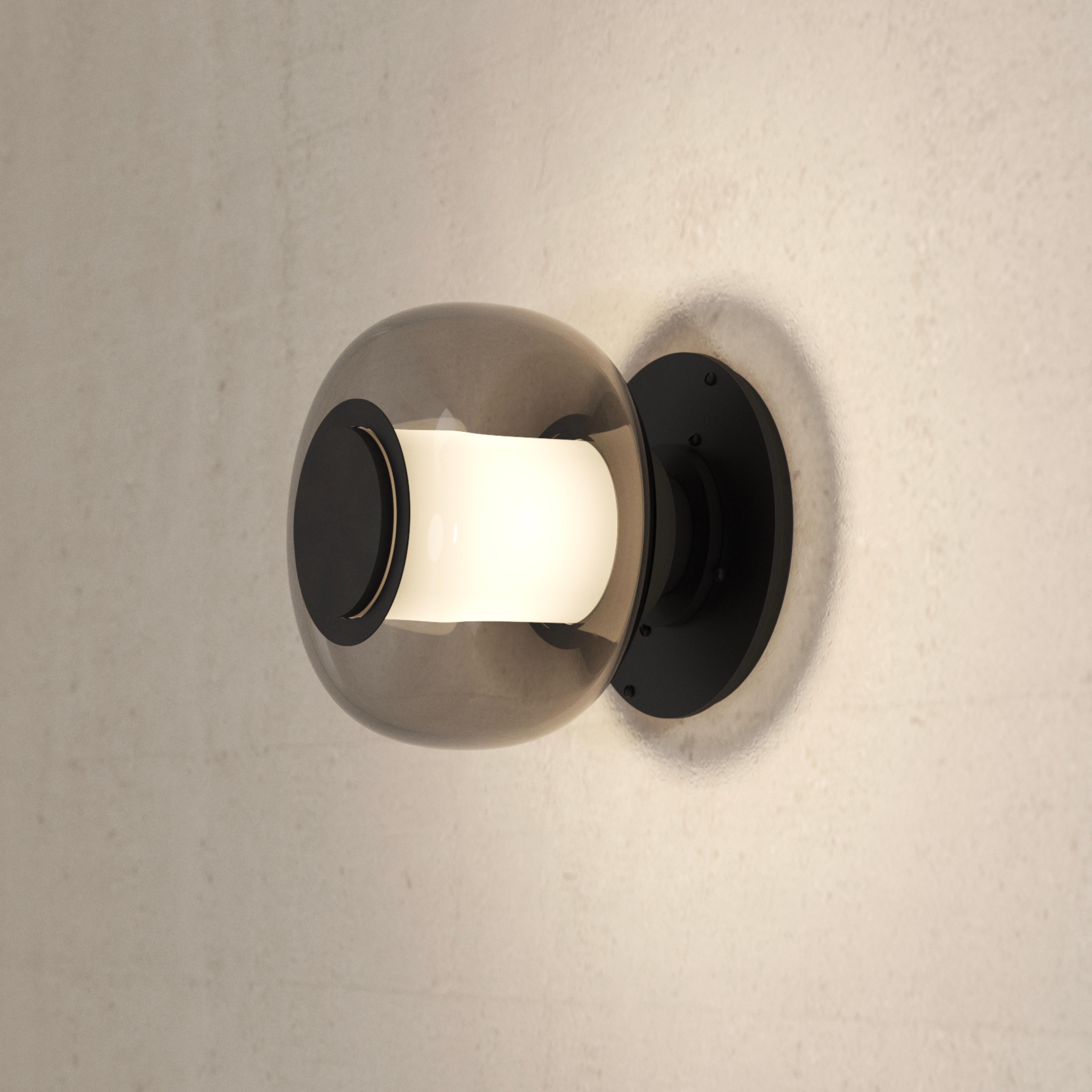 Canadian Luna A Small Sconce in Blackened Steel For Sale