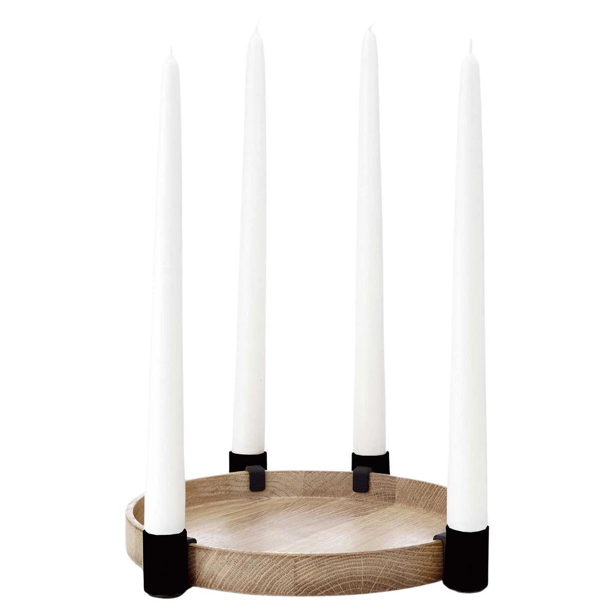 Luna Black Candleholder and Tray by Applicata