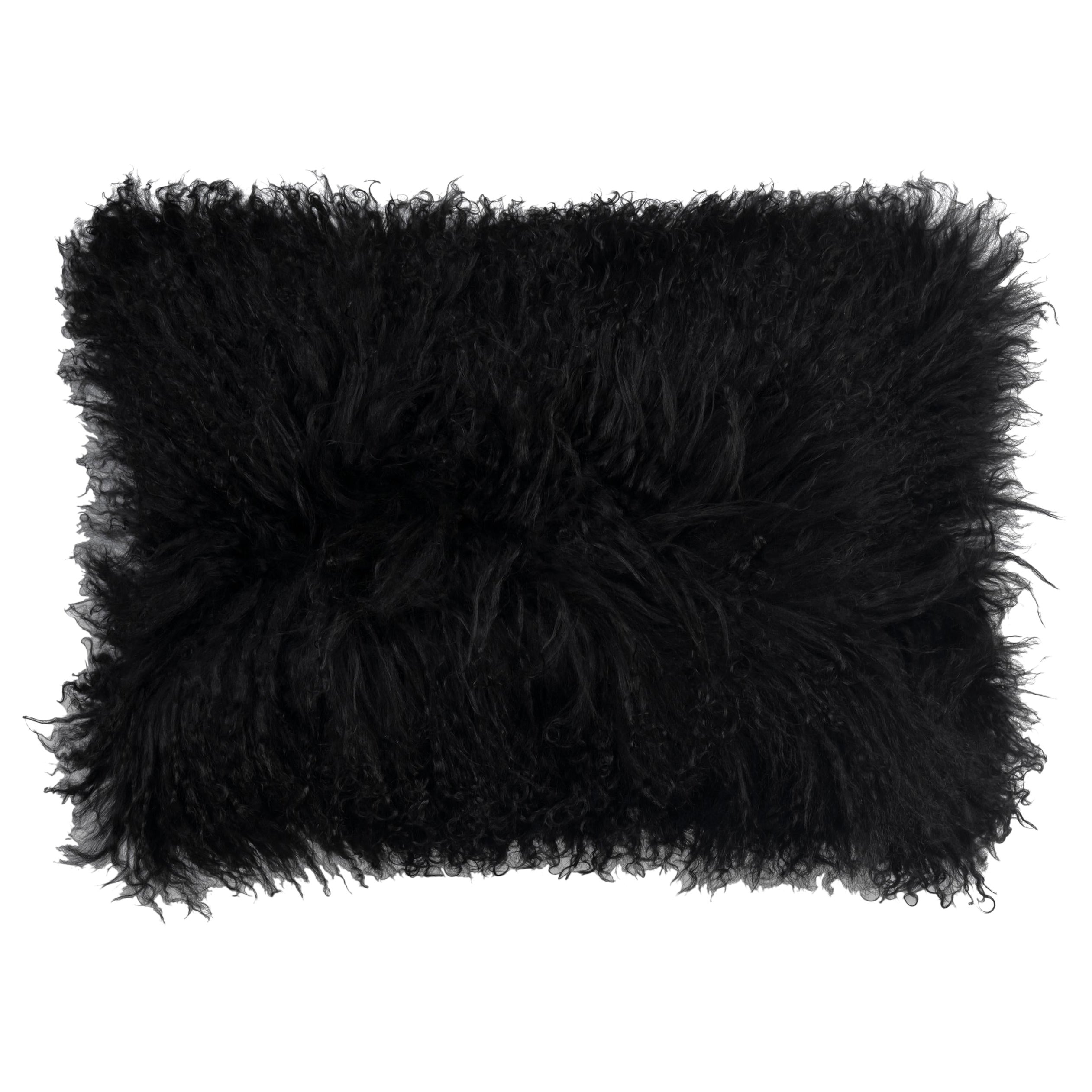 Luna - Coussin lombaire en fourrure noire
