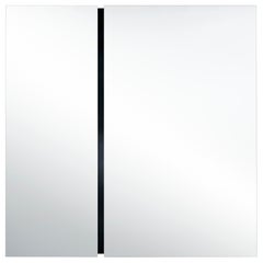 Luna Black Rectangle L Sculptural Black Lacquered Wall Mirror by Deknudt Mirrors