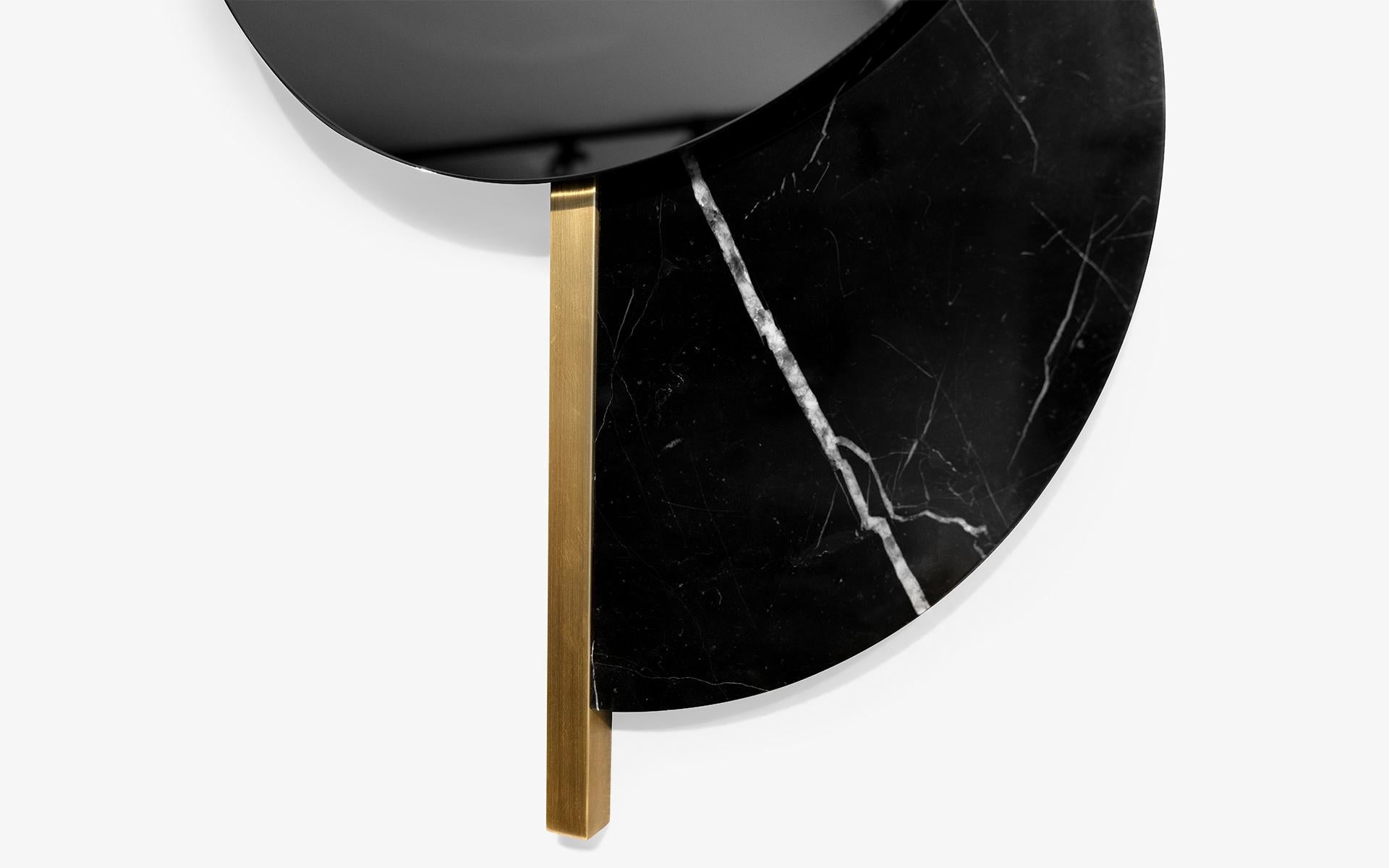 Organic Modern Luna Brass and Marble Mirror  For Sale