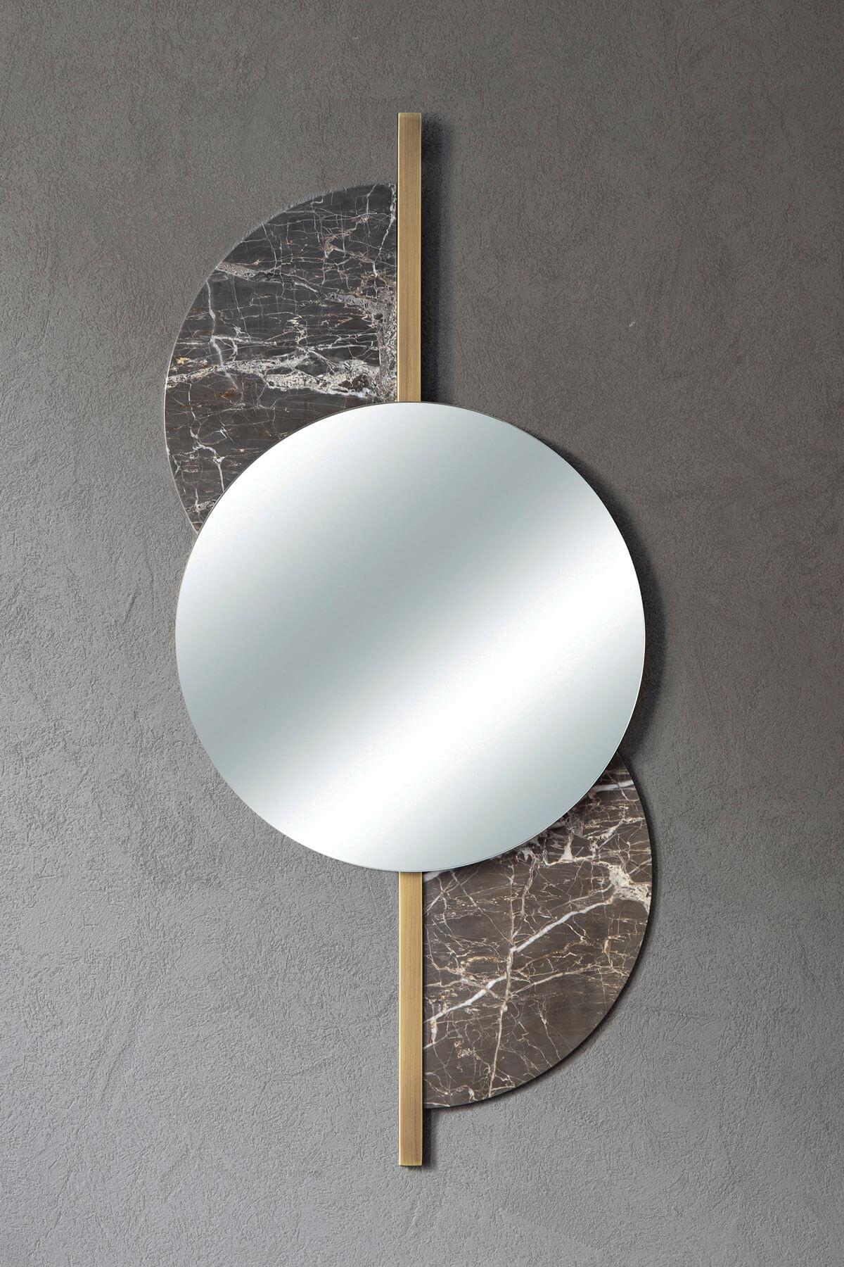 Metalwork Luna Brass and Marble Mirror  For Sale