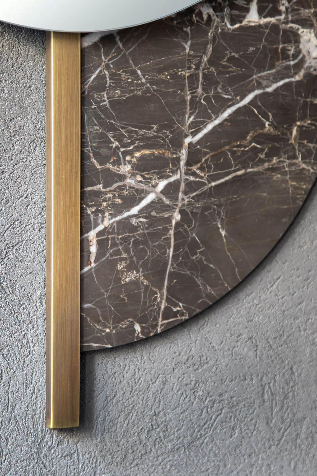 Luna Brass and Marble Mirror  In New Condition For Sale In İSTANBUL, TR