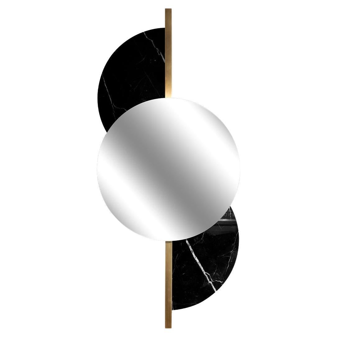 Specchio Luna in ottone e marmo