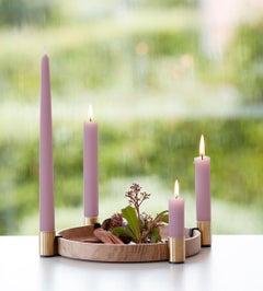 Portacandele e vassoio Luna Brass di Applicata