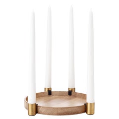 Luna Brass Candleholder and Tray by Applicata