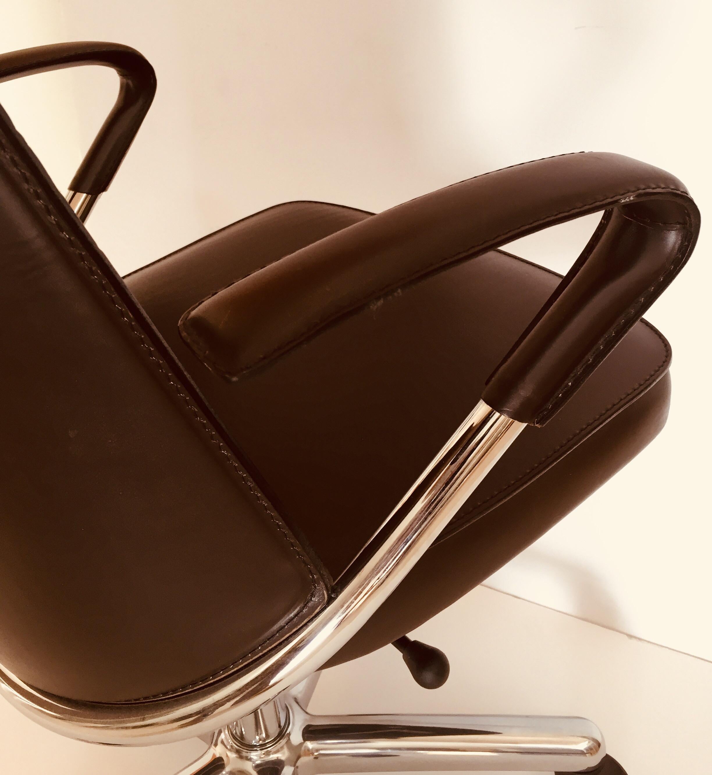 Luna Brown Leather Office Chair by Martino Perego for Fasem 2