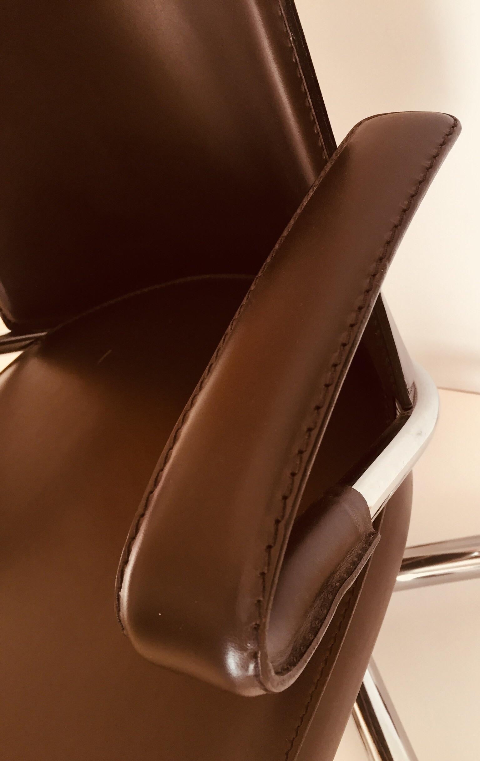 Luna Brown Leather Office Chair by Martino Perego for Fasem 3