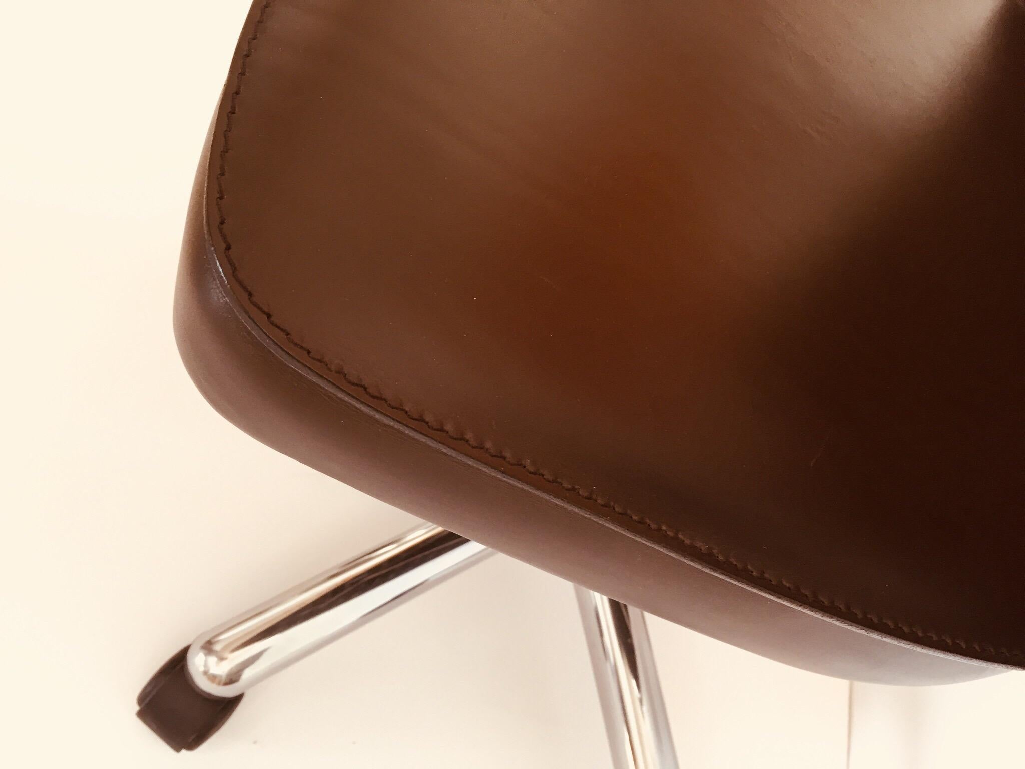 Luna Brown Leather Office Chair by Martino Perego for Fasem 4
