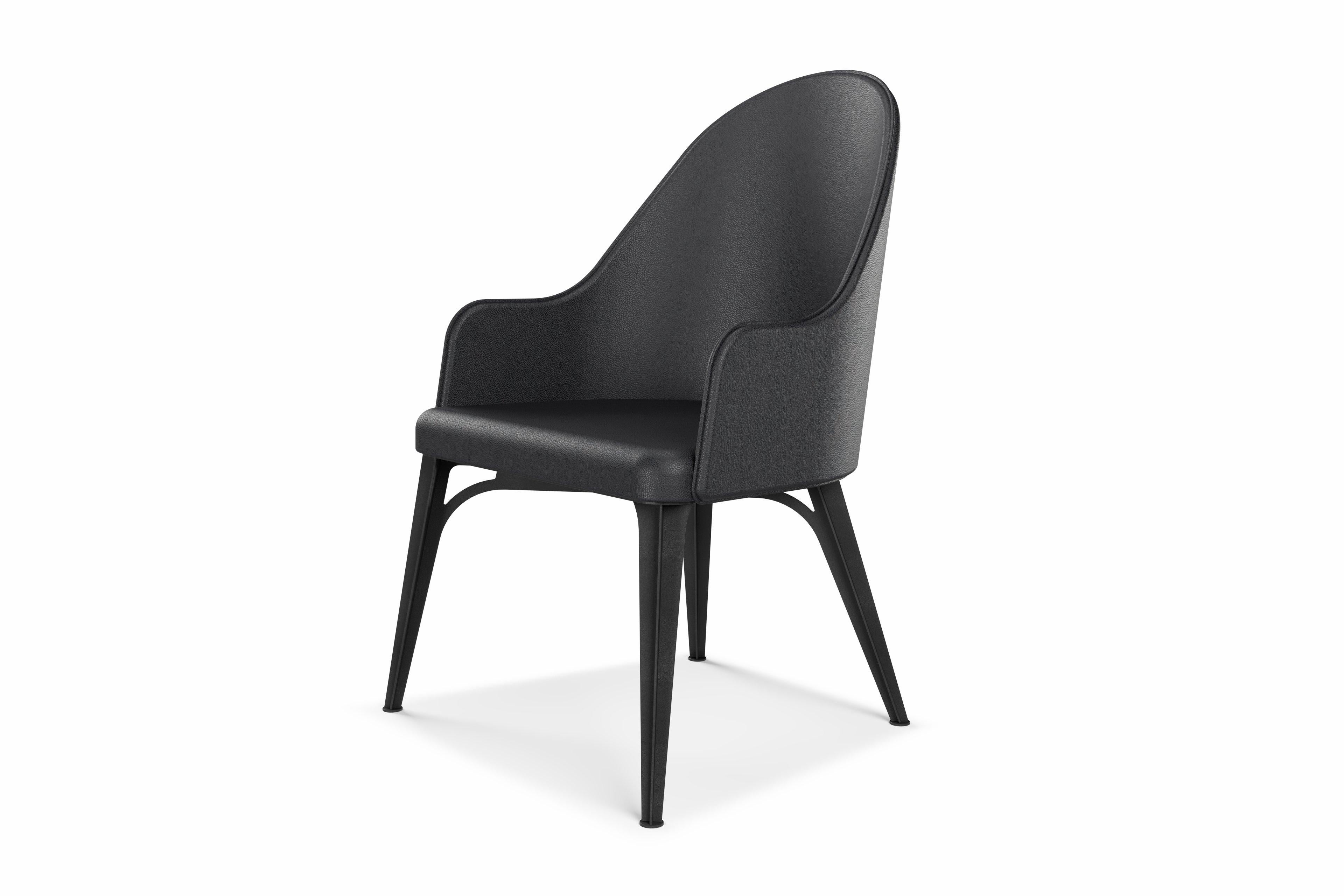 Powder-Coated Luna upholstered armchair with steel legs For Sale