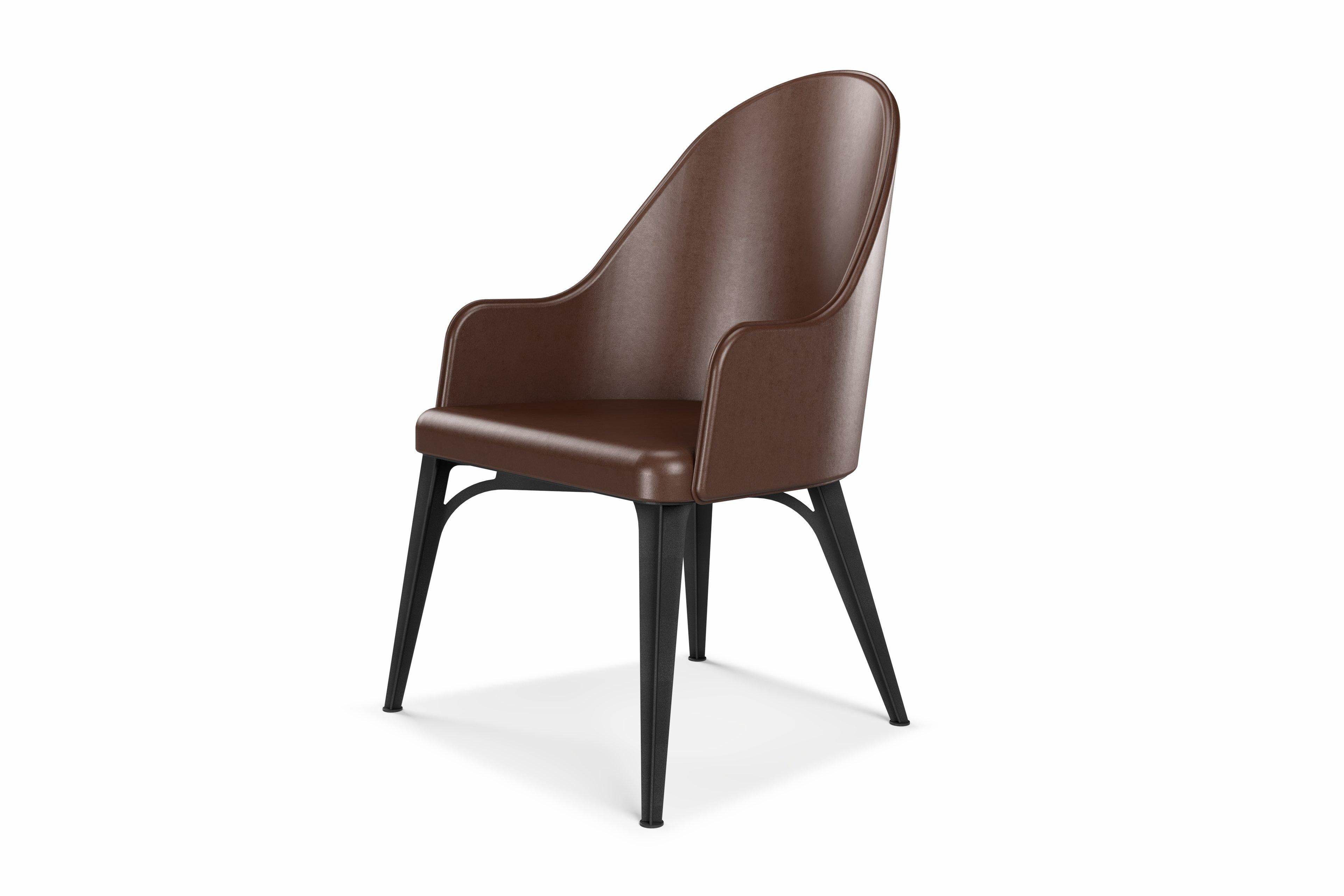 Luna upholstered armchair with steel legs For Sale 5