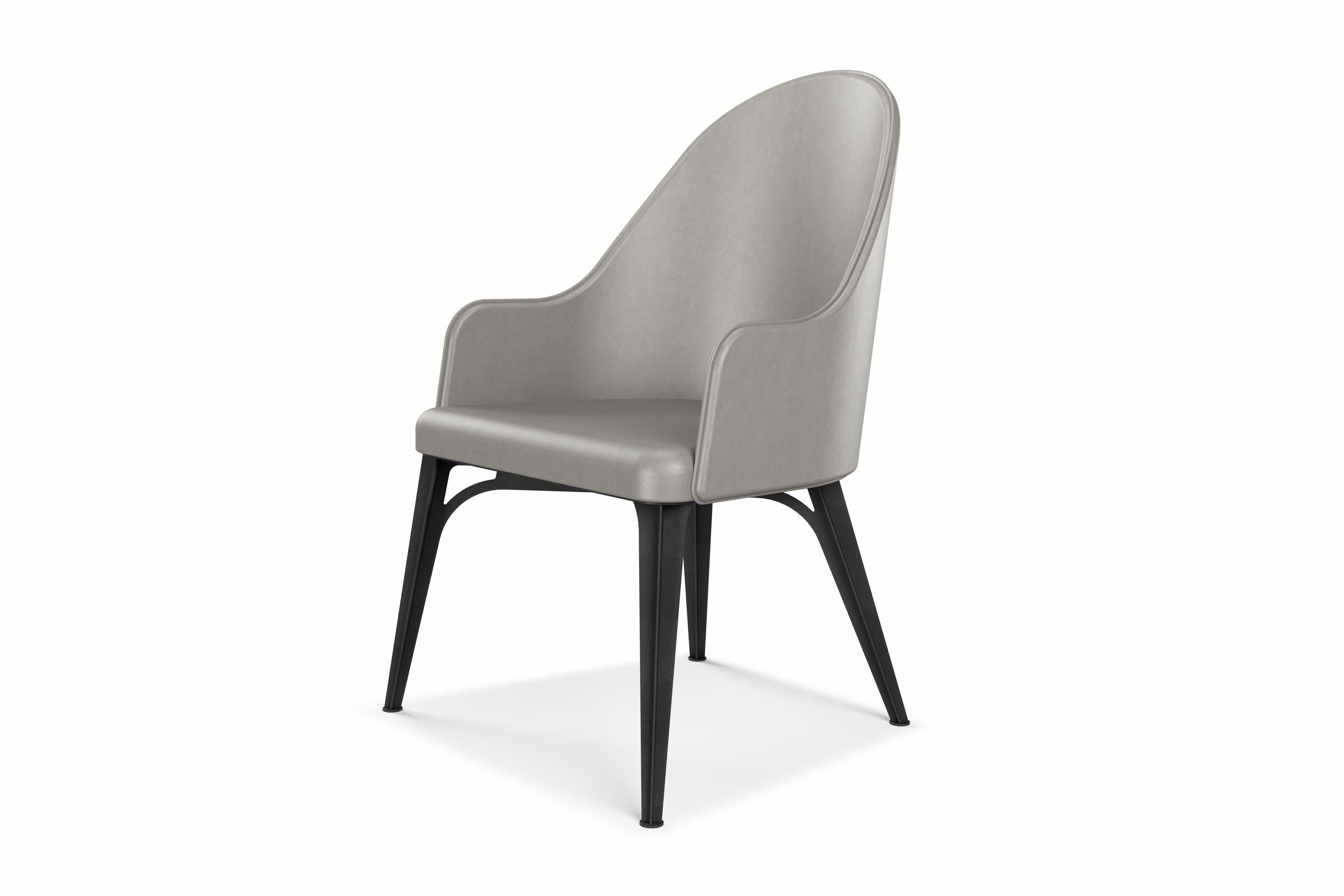 Luna upholstered armchair with steel legs For Sale 6