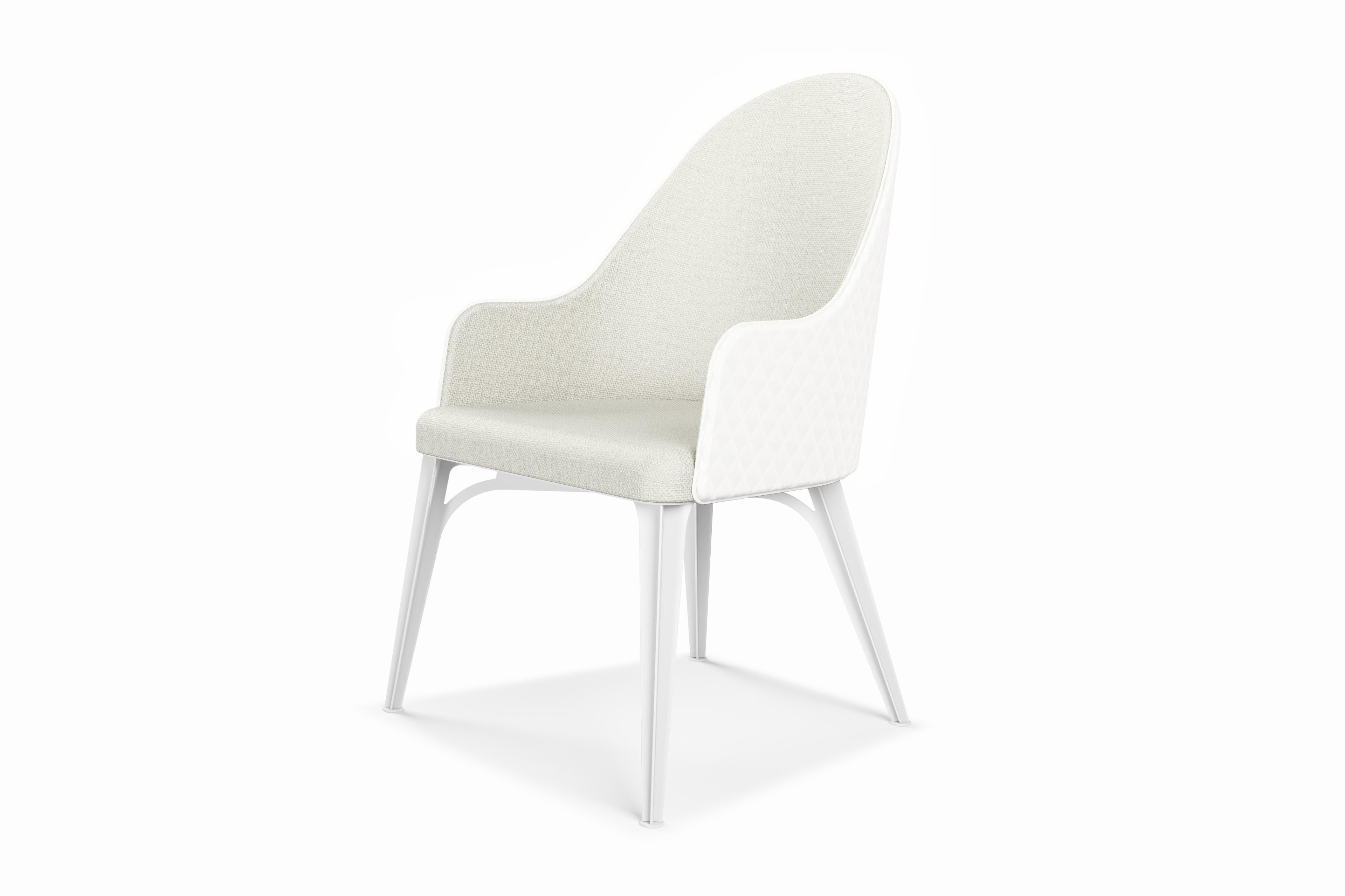 Luna upholstered armchair with steel legs For Sale 8