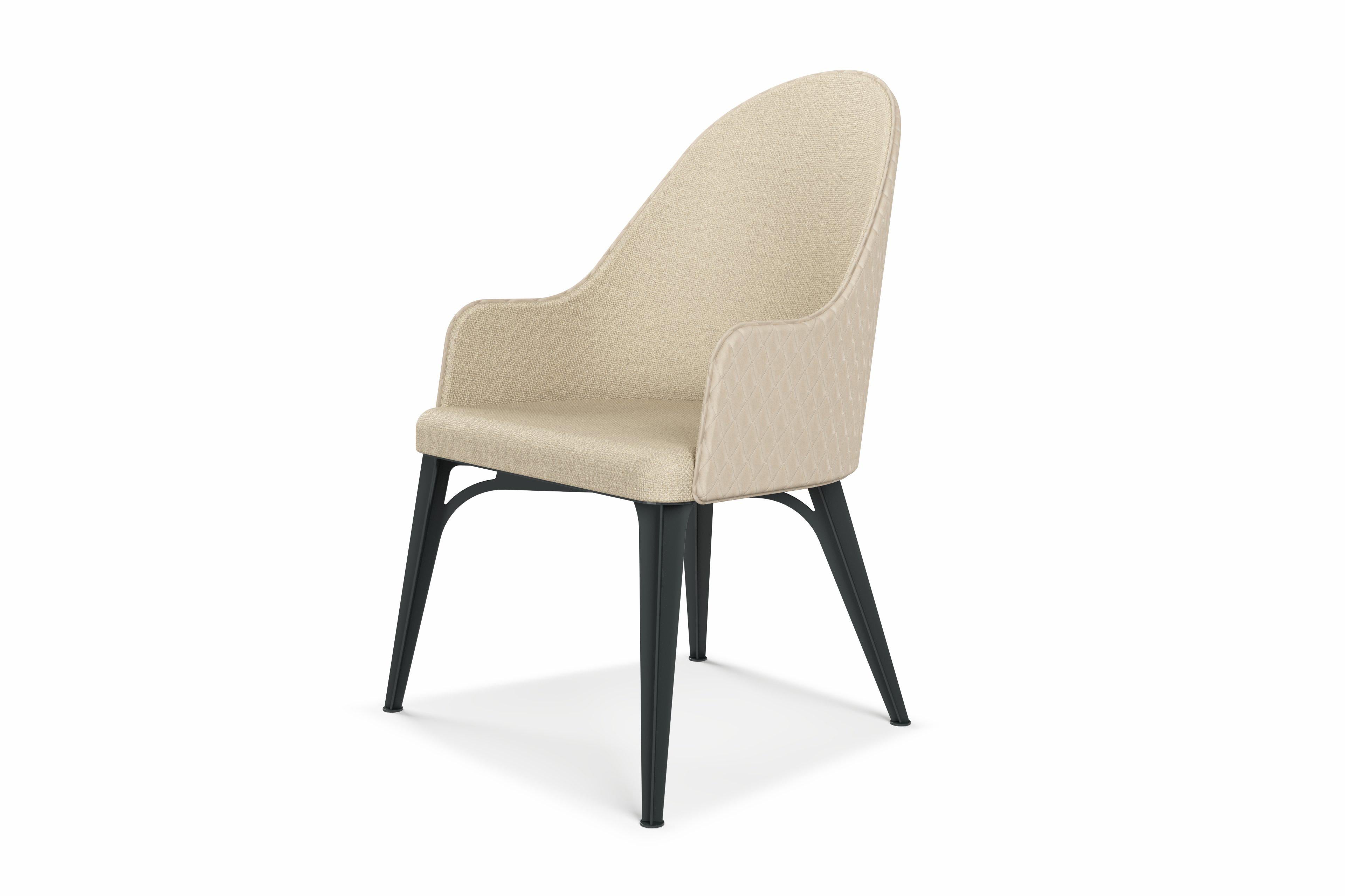 Luna upholstered armchair with steel legs For Sale 11