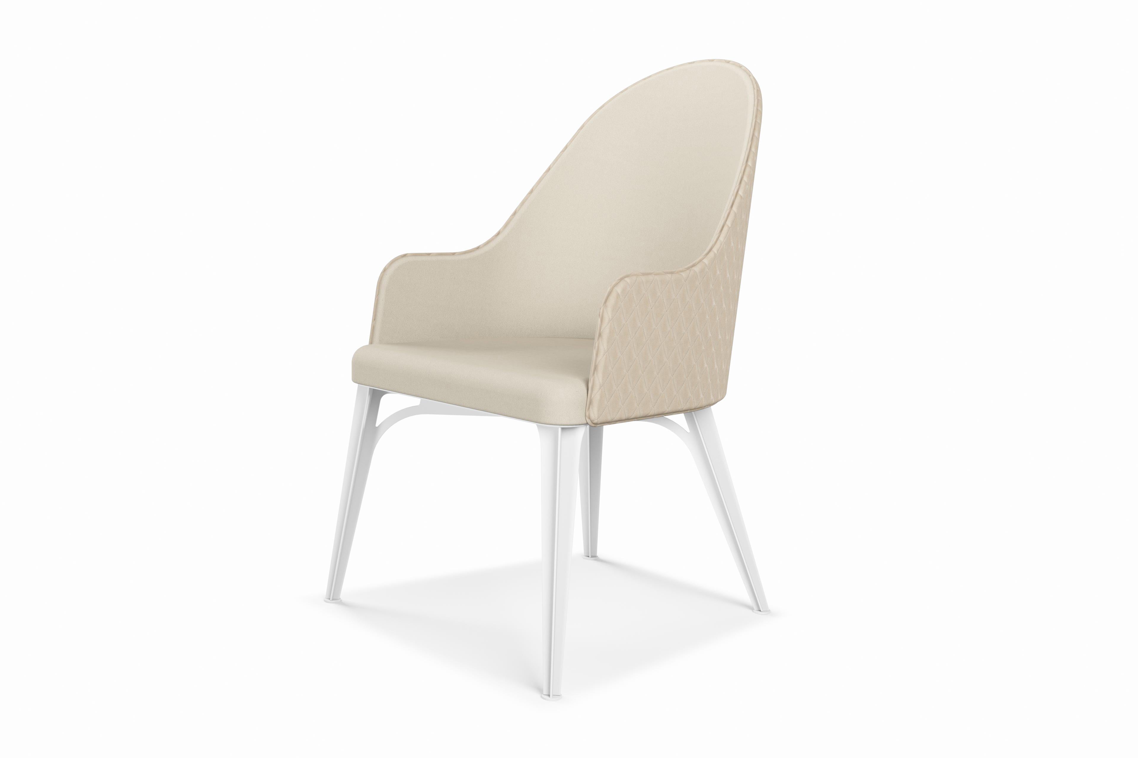 Luna upholstered armchair with steel legs For Sale 10